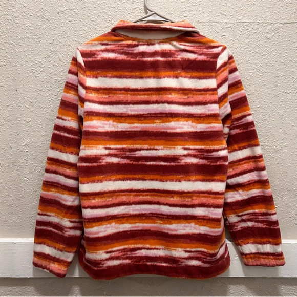 Telluride Clothing Company Women's Fleece Pullover Medium Red Orange Stripe NWT - Picture 6 of 6